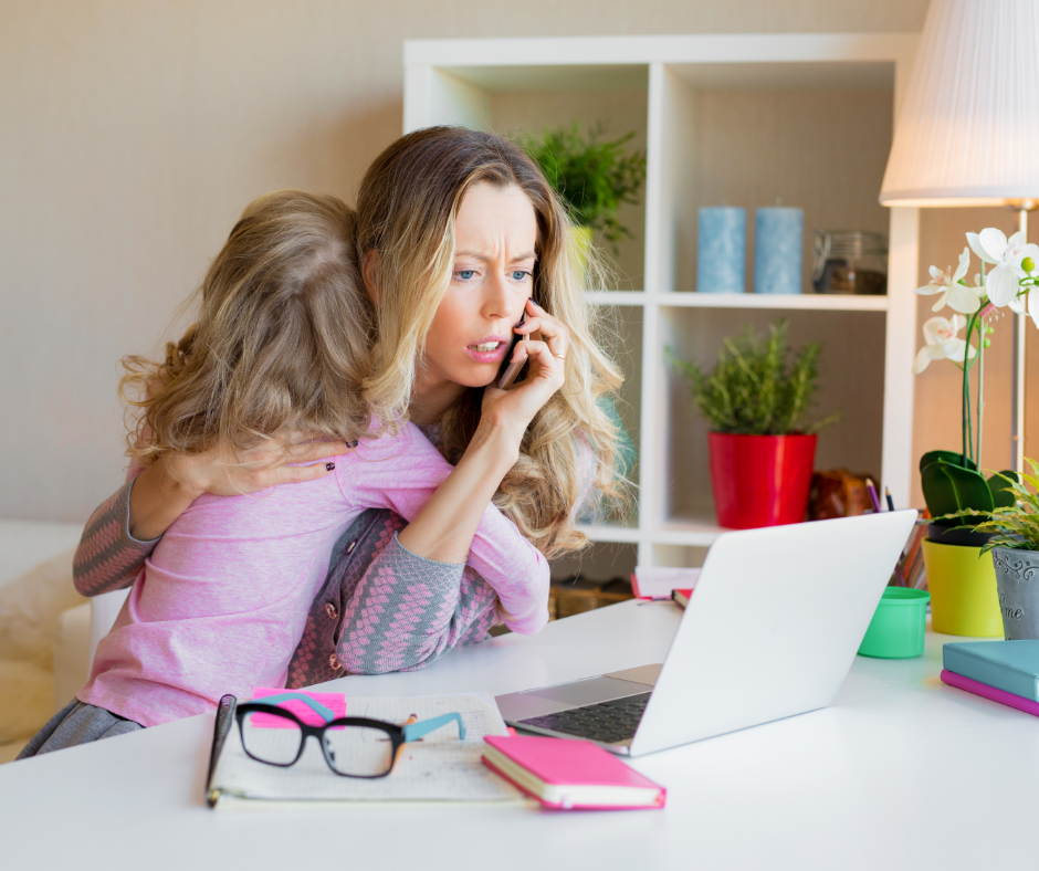 Workaholic mom too busy at work and ignores her kid