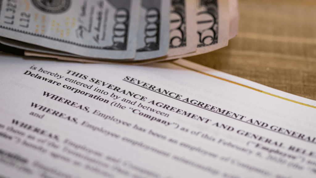 Severance package document outlining normal amount of severance pay